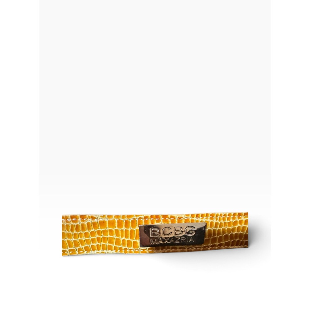 BCBG Max Azria Yellow Croc Embossed Leather Tote Bag Large Vintage Y2K Mob Wife - Picture 4 of 10